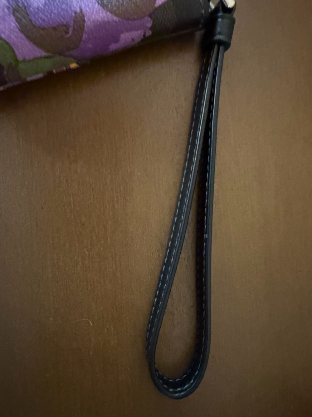 Coach Beautiful Brown Signature Wristlet with Purple & Green Floral Print - Picture 5 of 6